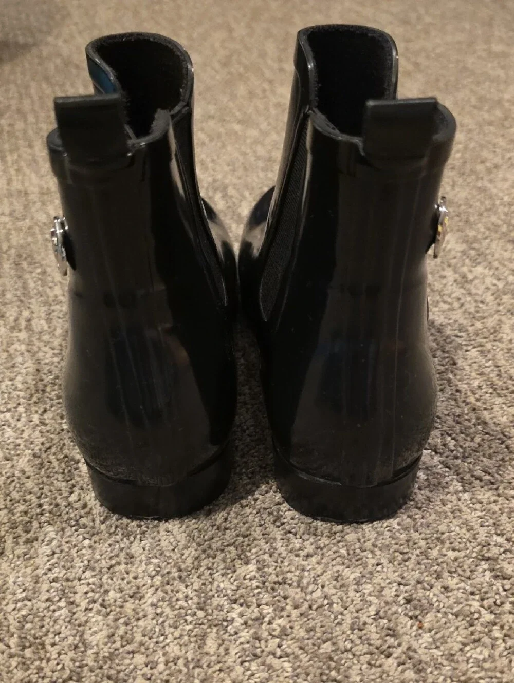 Michael Kors Black Glossy Chelsea Waterproof Booties Size 9